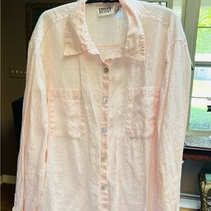 Chico’s pink linen oversized long/sleeve shirt❣️
